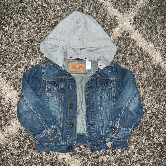 guess jean jacket with hoodie